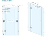 Frameless Glass 3 Panel Inline Wall to Wall Shower Screen - 2000mm high, 10mm Toughened Glass - Brushed Rose Gold (Copper)